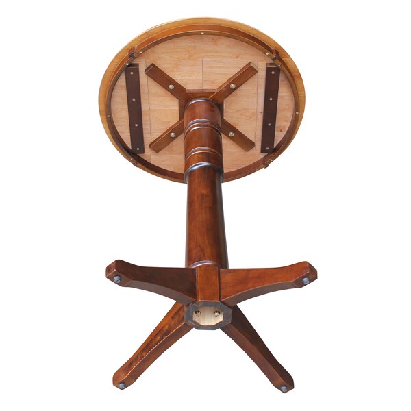 International Concepts Round 30 in Round Top Pedestal Table, 40.9 inH, Cinnamon/Espresso, 30 in W, 30 in L, 41.9 in H - K58-30RT-27B-6B-2