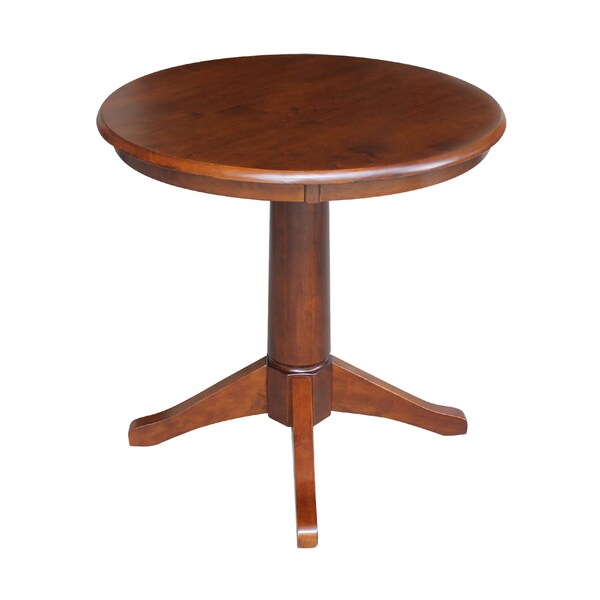 International Concepts Round 30 in Round Top Pedestal Table, 28.9 inH, Espresso, 30 in W, 30 in L, 29.9 in H, Wood - K581-30RT-27B