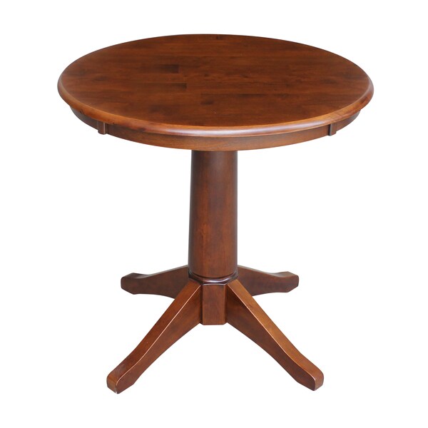 International Concepts Round 30 in Round Top Pedestal Table, 28.9 inH, Espresso, 30 in W, 30 in L, 29.9 in H, Wood - K581-30RT-27B