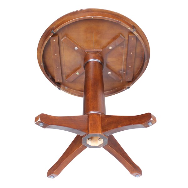 International Concepts Round 30 in Round Top Pedestal Table, 28.9 inH, Espresso, 30 in W, 30 in L, 29.9 in H, Wood - K581-30RT-27B