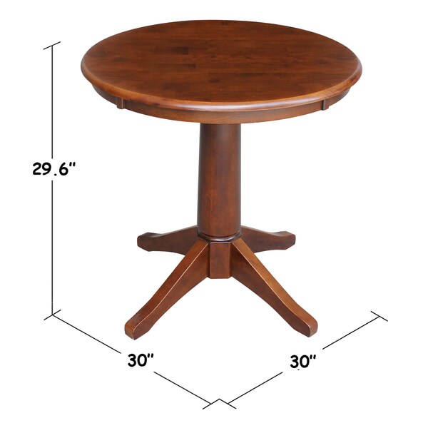 International Concepts Round 30 in Round Top Pedestal Table, 28.9 inH, Espresso, 30 in W, 30 in L, 29.9 in H, Wood - K581-30RT-27B