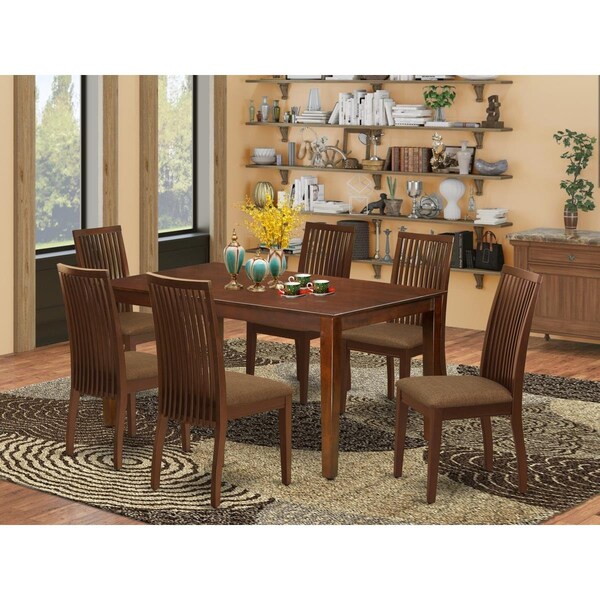 East West Furniture 7 Piece Capri Dinette Set - Mahogany - CAIP7-MAH-C