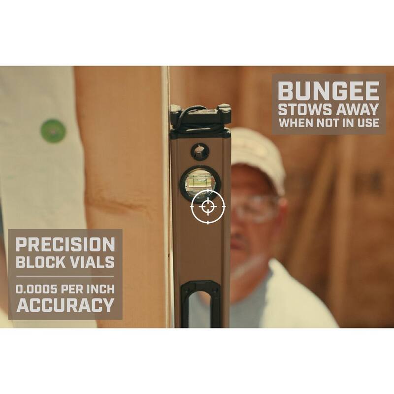 SPEC OPS 96 in. Box Beam Level, Tourniquet Bungee System, 33% Larger Block Vials, Aluminum - SPEC-LEVEL96