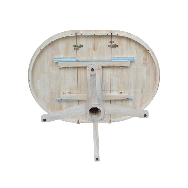 International Concepts Round 36 in Rd Top Pedestal Table, 12 in Leaf, 28.9 inH, Dining Height, Unfinished, 36 in W, Wood - K-36RXT-27B