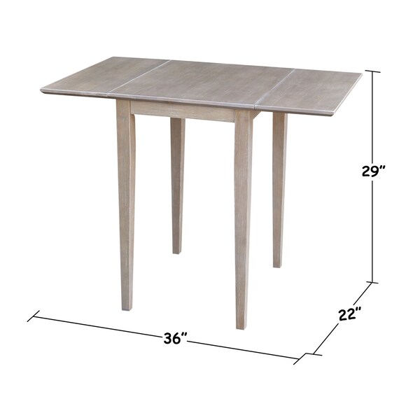 International Concepts Rectangle Small Dropleaf Table, Washed Gray Taupe, 36 in W, 22 in L, 29 in H, Wood - T09-2236D
