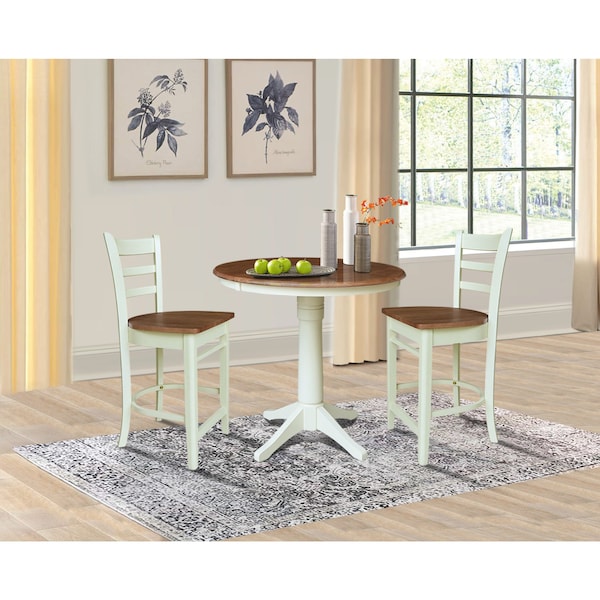 Whitewood Industries Rectangular Extension Dining Table W/ 2 Counter Height Stools, 36 in W, 30.1 in L, 48 in H, 3 - K79-36RXT-27-S6172-2