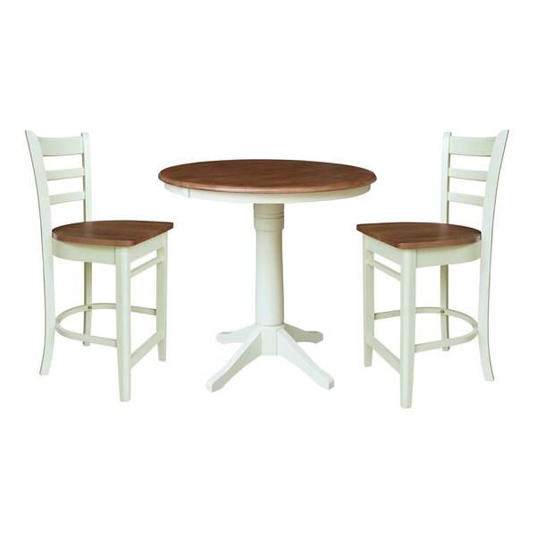 Whitewood Industries Rectangular Extension Dining Table W/ 2 Counter Height Stools, 36 in W, 30.1 in L, 48 in H, 3 - K79-36RXT-27-S6172-2