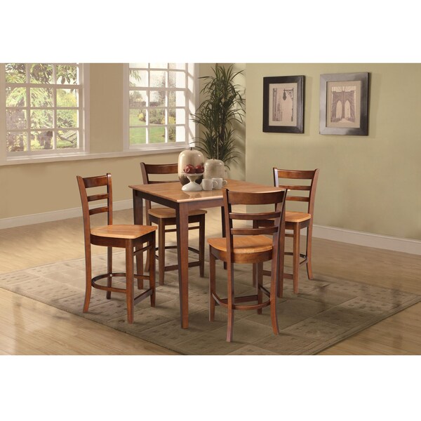 International Concepts 36 in. x 36 in. Counter Height Table with 4 Emily Counter Height Stools - 5 Piece Set - K58-3636-S6172-4