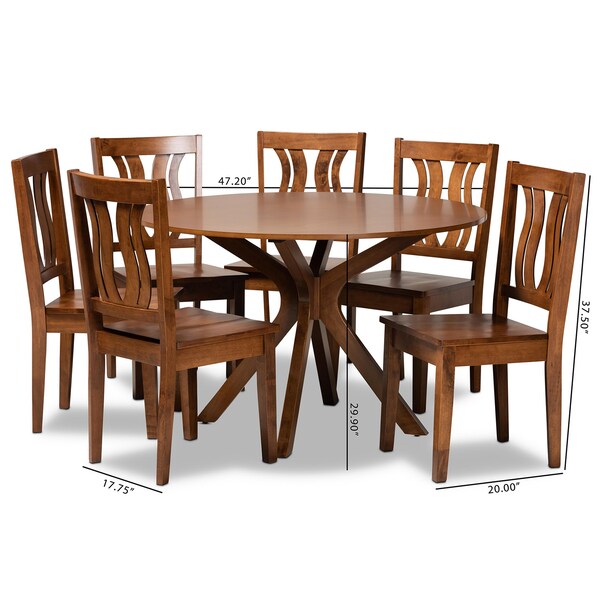 Baxton Studio Mare Modern and Contemporary Transitional Walnut Brown Finished Wood 7-Piece Dining Set - 177-11379-10893-ZORO
