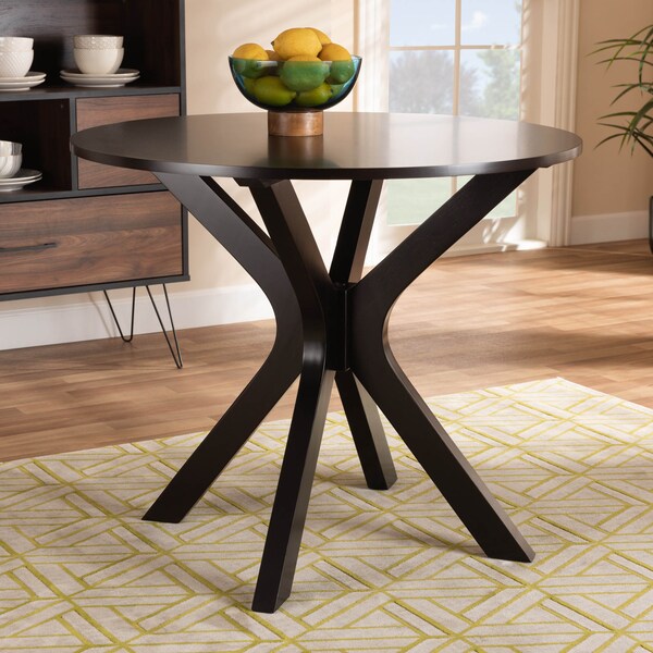 Baxton Studio Kenji Dark Brown Finished 35-Inch-Wide Round Wood Dining Table - 168-10892
