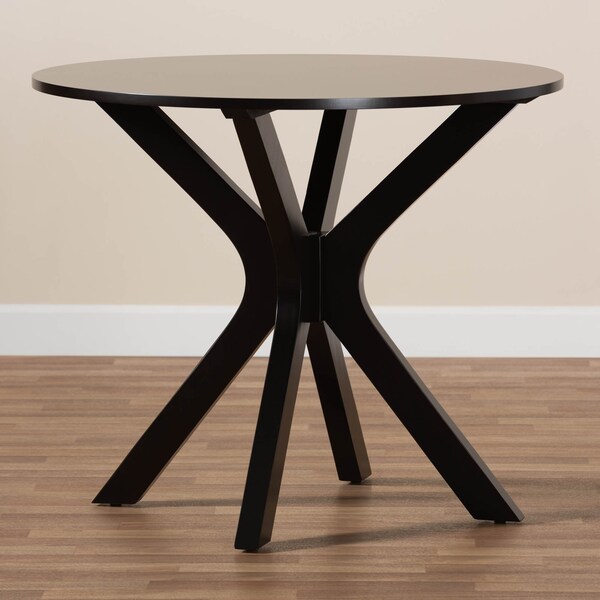 Baxton Studio Kenji Dark Brown Finished 35-Inch-Wide Round Wood Dining Table - 168-10892
