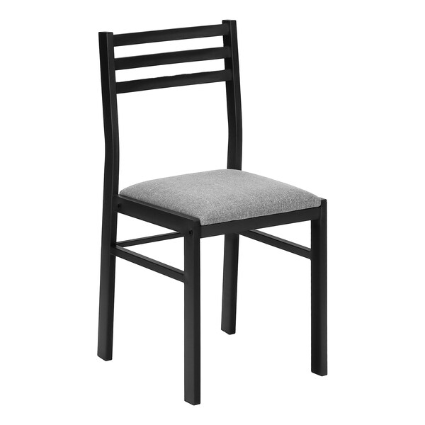 Monarch Specialties Dining Table Set, Small, 35 in. Drop Leaf, Kitchen, Black Metal, Grey Laminate, Contemporary - I 1007