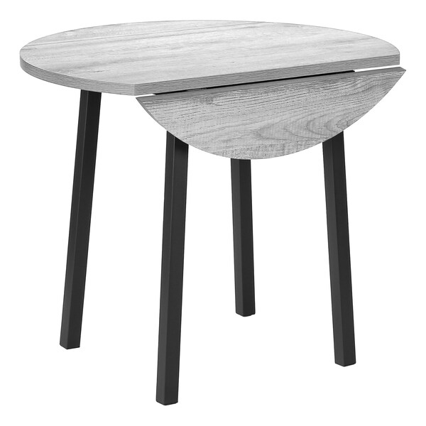 Monarch Specialties Dining Table Set, Small, 35 in. Drop Leaf, Kitchen, Black Metal, Grey Laminate, Contemporary - I 1007