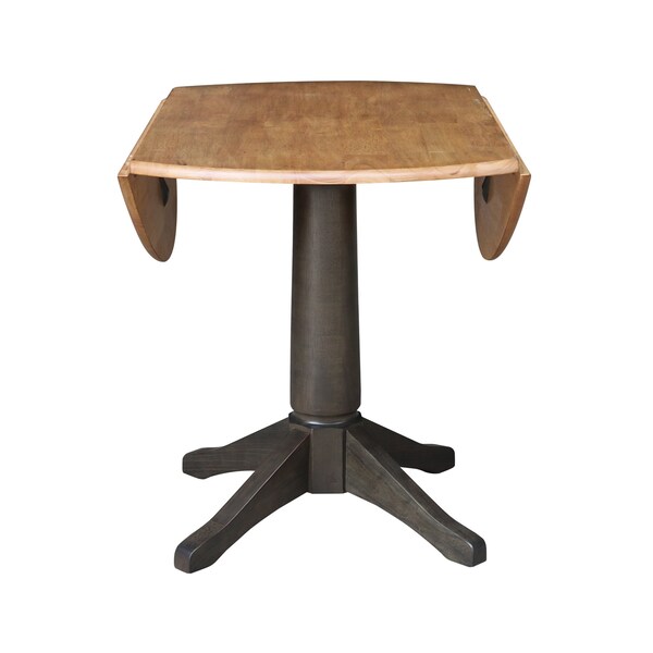 International Concepts Round Round 42 in. Top Dual Drop Leaf Pedestal Dining Table in Hickory/Washed Coal, 42 in W, Wood - K45-42DPT-27B