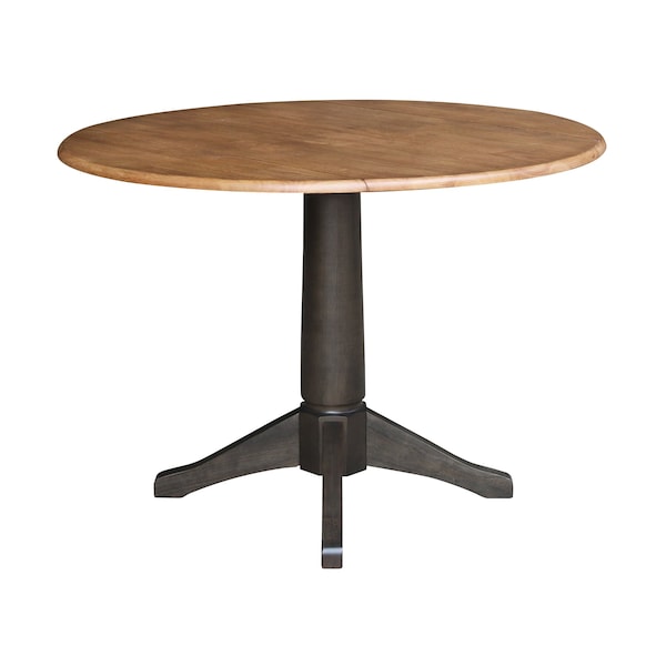 International Concepts Round Round 42 in. Top Dual Drop Leaf Pedestal Dining Table in Hickory/Washed Coal, 42 in W, Wood - K45-42DPT-27B