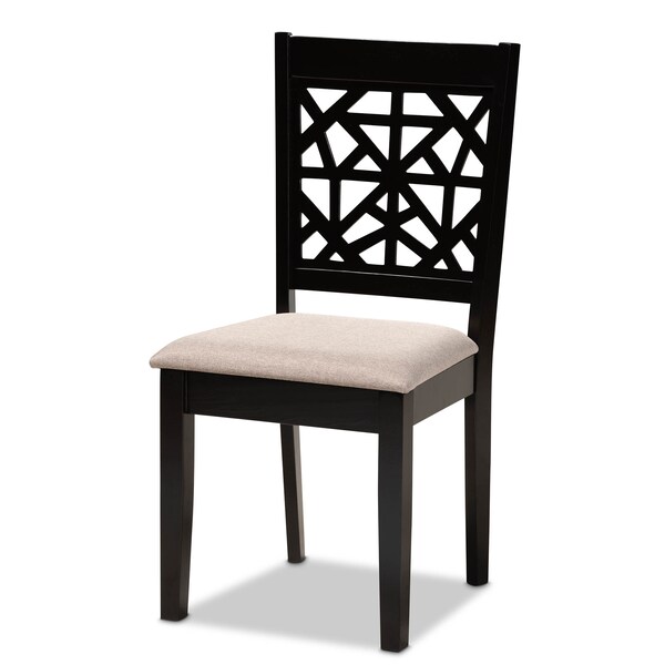 Baxton Studio Jackson Sand Upholstered and Espresso Wood 5-Piece Dining Set - 166-10764-8026