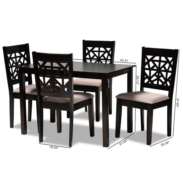 Baxton Studio Jackson Sand Upholstered and Espresso Wood 5-Piece Dining Set - 166-10764-8026