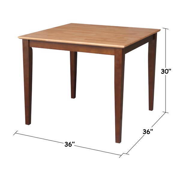 International Concepts Square Solid Wood Top Table, Cinnamon/Espresso, 36 in W, 36 in L, 30 in H, Wood, Cinnamon/Espresso - K58-3636-30S