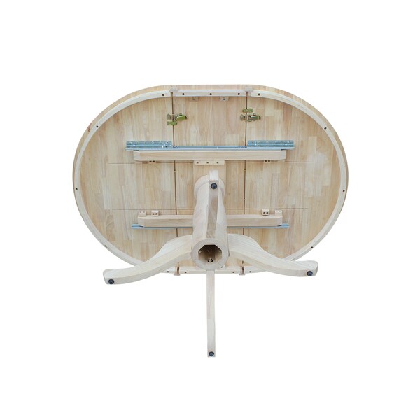 International Concepts Round 36 in Rd Top Pedestal Table, 12 in Leaf, 28.9 inH, Dining Height, Unfinished, 36 in W, Wood - K-36RXT