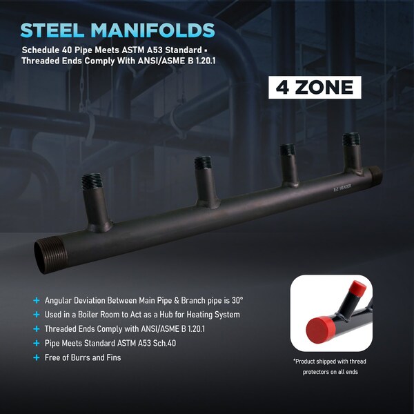 Everflow Manifold 1-1/4'' Base Steel - SH4-1434-6
