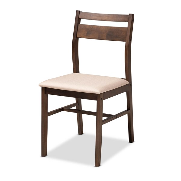 Baxton Studio Lovy Beige Upholstered Dark Walnut-Finished 5-Piece Wood Dining Set - 155-9580