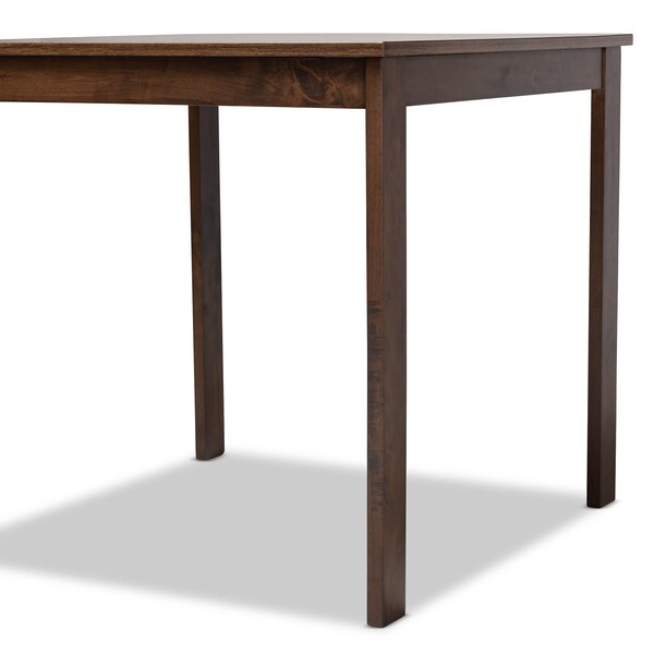 Baxton Studio Lovy Beige Upholstered Dark Walnut-Finished 5-Piece Wood Dining Set - 155-9580