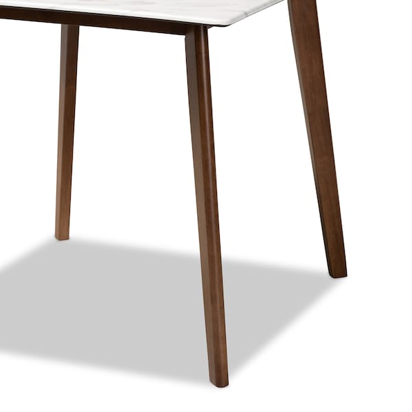 Baxton Studio Kaylee Mid-Century Transitional Walnut Brown Finished Wood Dining Table with Faux Marble Tabletop - 178-11082-ZORO