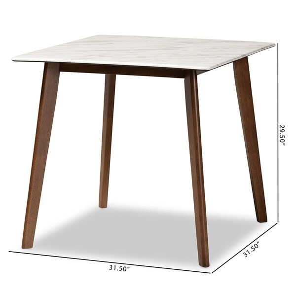 Baxton Studio Kaylee Mid-Century Transitional Walnut Brown Finished Wood Dining Table with Faux Marble Tabletop - 178-11082-ZORO