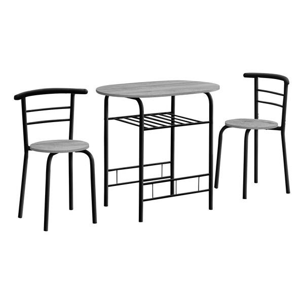 Monarch Specialties Dining Set, 31.5 W, 29.25 H, Manufactured Wood, Grey - I 1207