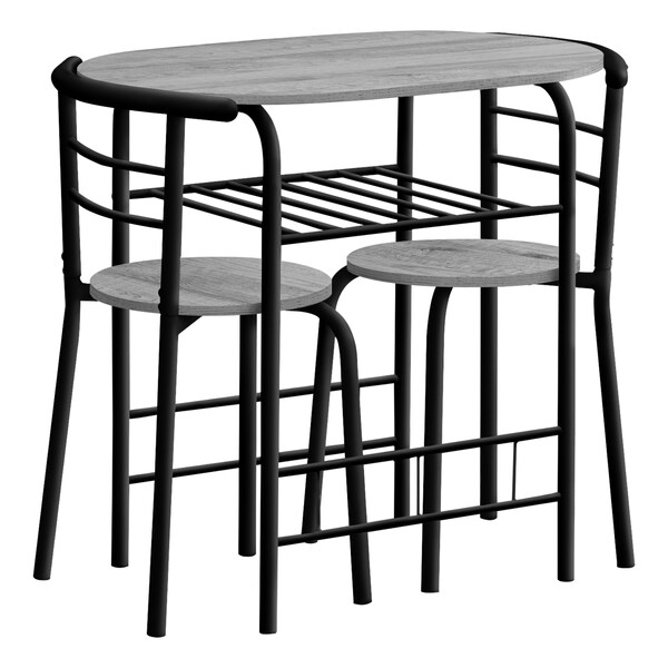 Monarch Specialties Dining Set, 31.5 W, 29.25 H, Manufactured Wood, Grey - I 1207