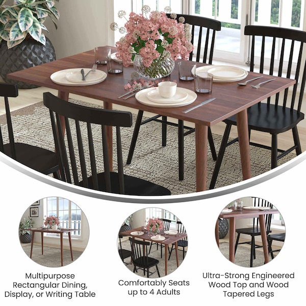 Flash Furniture 30 W, 47.25 L, 29.75 H, Particleboard, Rubberwood (Parawood) - EM-DT16001-WAL-GG