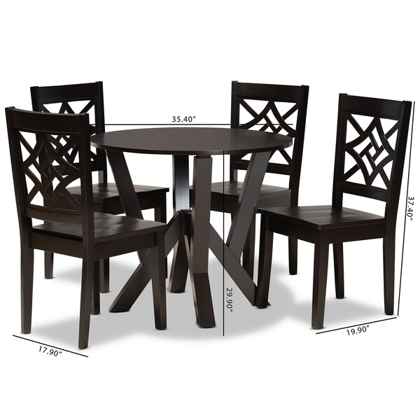 Baxton Studio Kaila Modern and Contemporary Dark Brown Finished Wood 5-Piece Dining Set - 179-11385-10900-ZORO