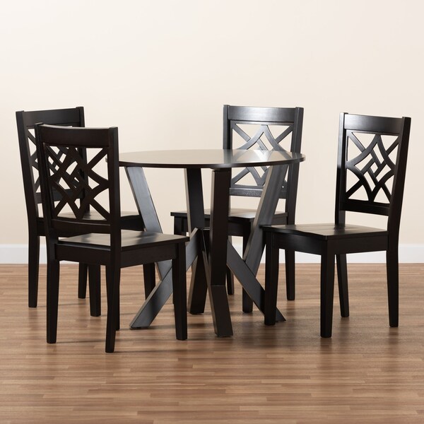 Baxton Studio Kaila Modern and Contemporary Dark Brown Finished Wood 5-Piece Dining Set - 179-11385-10900-ZORO