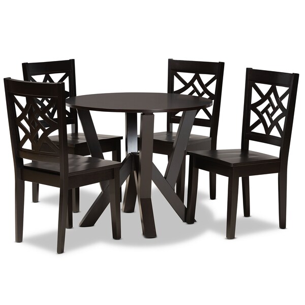 Baxton Studio Kaila Modern and Contemporary Dark Brown Finished Wood 5-Piece Dining Set - 179-11385-10900-ZORO