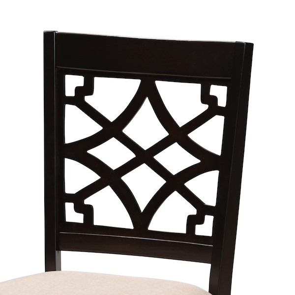 Baxton Studio Mael Sand Upholstered Espresso Finished 5-Piece Wood Dining Set - 157-9727-8026