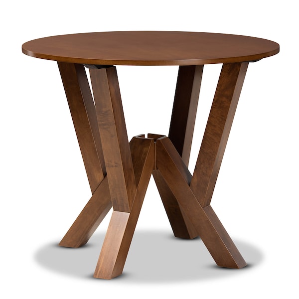 Baxton Studio Elaine Grey Upholstered and Walnut Wood 5-Piece Dining Set - 172-9878-10899