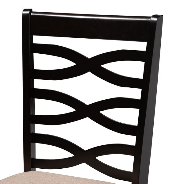 Baxton Studio Lanier Sand Upholstered Espresso Finished Wood 5-Piece Dining Set - 153-9405-8026