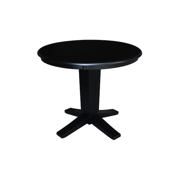 International Concepts 36 in. Solid Wood Round Top Dining Table with 4 Chairs in Black - K46-36RT-23B-C10-4