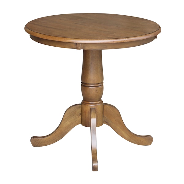 International Concepts Round 30 in Round Top Pedestal Table, 28.9 inH, Pecan, 30 in W, 30 in L, 28.9 in H, Wood, Pecan - K59-30RT