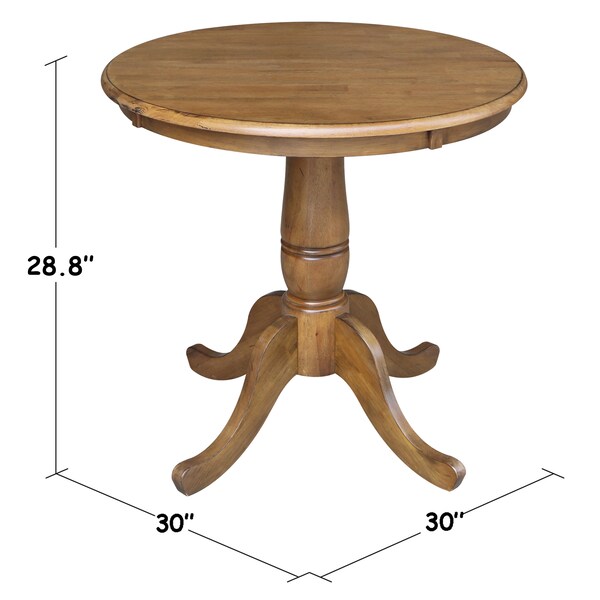 International Concepts Round 30 in Round Top Pedestal Table, 28.9 inH, Pecan, 30 in W, 30 in L, 28.9 in H, Wood, Pecan - K59-30RT