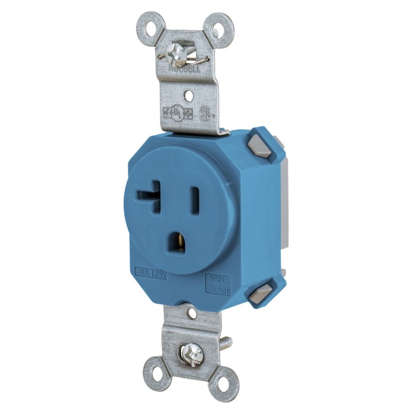 Hubbell Wiring Device-Kellems Straight Blade Devices, Receptacles, Single, SNAPConnect, 20A 125V, 2-Pole 3-Wire Grounding, 5-20R, Blue. - SNAP5361BL