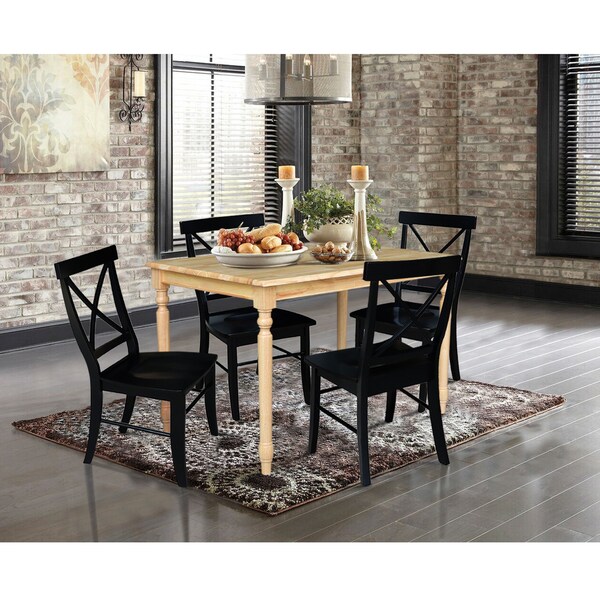 International Concepts 30 in. x 48 in. Solid Wood Dining Table with 4 Chairs - K01-3048-C46-613-4