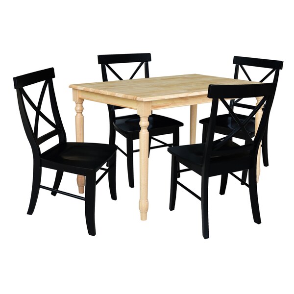 International Concepts 30 in. x 48 in. Solid Wood Dining Table with 4 Chairs - K01-3048-C46-613-4