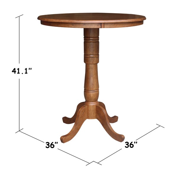 International Concepts Round 36 in Round Top Pedestal Table, 41.1 in Height, Distressed Oak, 36 in W, 36 in L, 41.1 in H - K42-36RT-6B-2