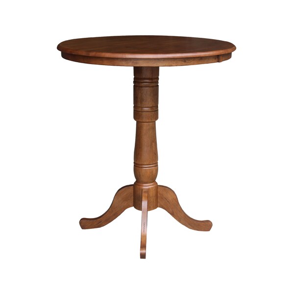 International Concepts Round 36 in Round Top Pedestal Table, 41.1 in Height, Distressed Oak, 36 in W, 36 in L, 41.1 in H - K42-36RT-6B-2