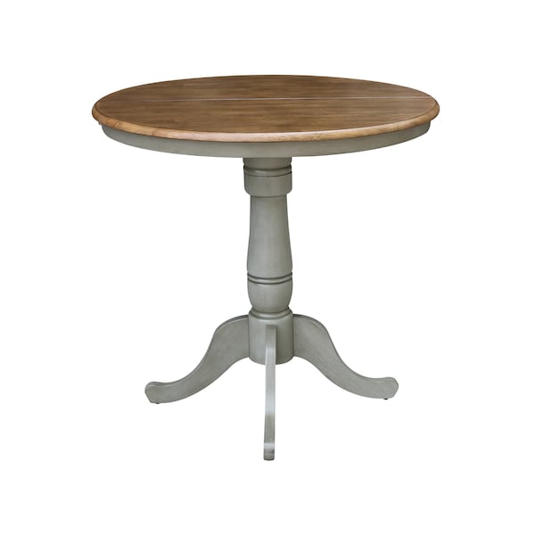 International Concepts Round 36 in Rd Top Ped Table, 12 in Leaf, Counter Ht, Hickory/Stone, 36 in W, 48 in L, 35.3 in H - K41-36RXT-6B