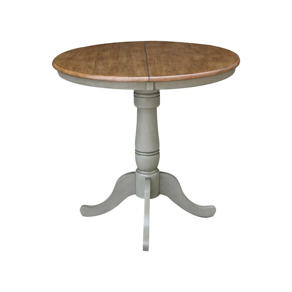 International Concepts Round 36 in Rd Top Ped Table, 12 in Leaf, Counter Ht, Hickory/Stone, 36 in W, 48 in L, 35.3 in H - K41-36RXT-6B