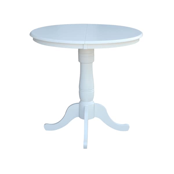 International Concepts Round 36 in Rd Top Pedestal Table, 12 in Leaf, Adjustable Height, White, 36 in W, 48 in L, 34.9 in H - K08-36RXT-6B