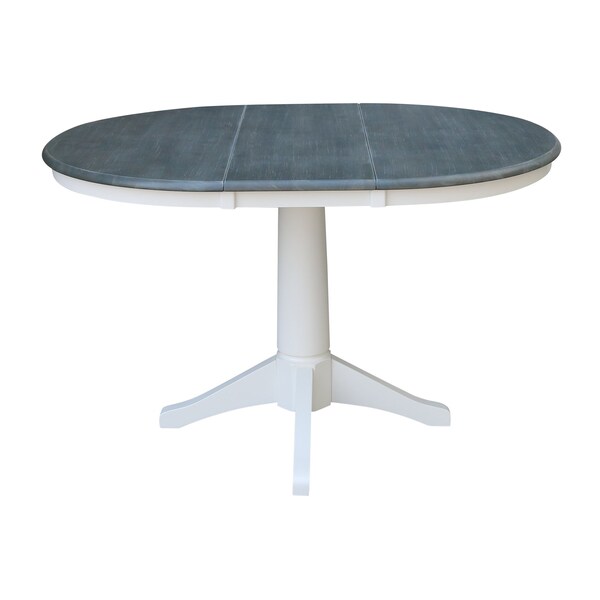 International Concepts 36 in. Round Extension Dining Table with 4 Madrid LadderBack Chairs - 5 Piece Dining Set - K05-36RXT-27B-C2-4