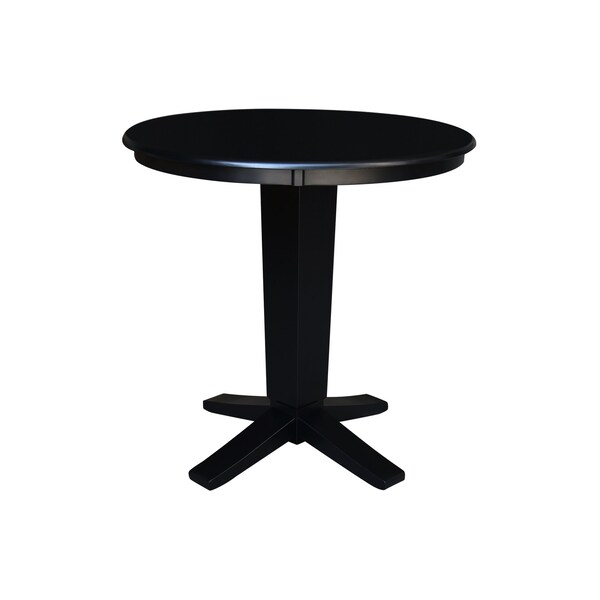 International Concepts 36 in. Solid Wood Round Top Dining Table with 4 Counter Height Stools in Black - K46-36RT-23B-S102-4